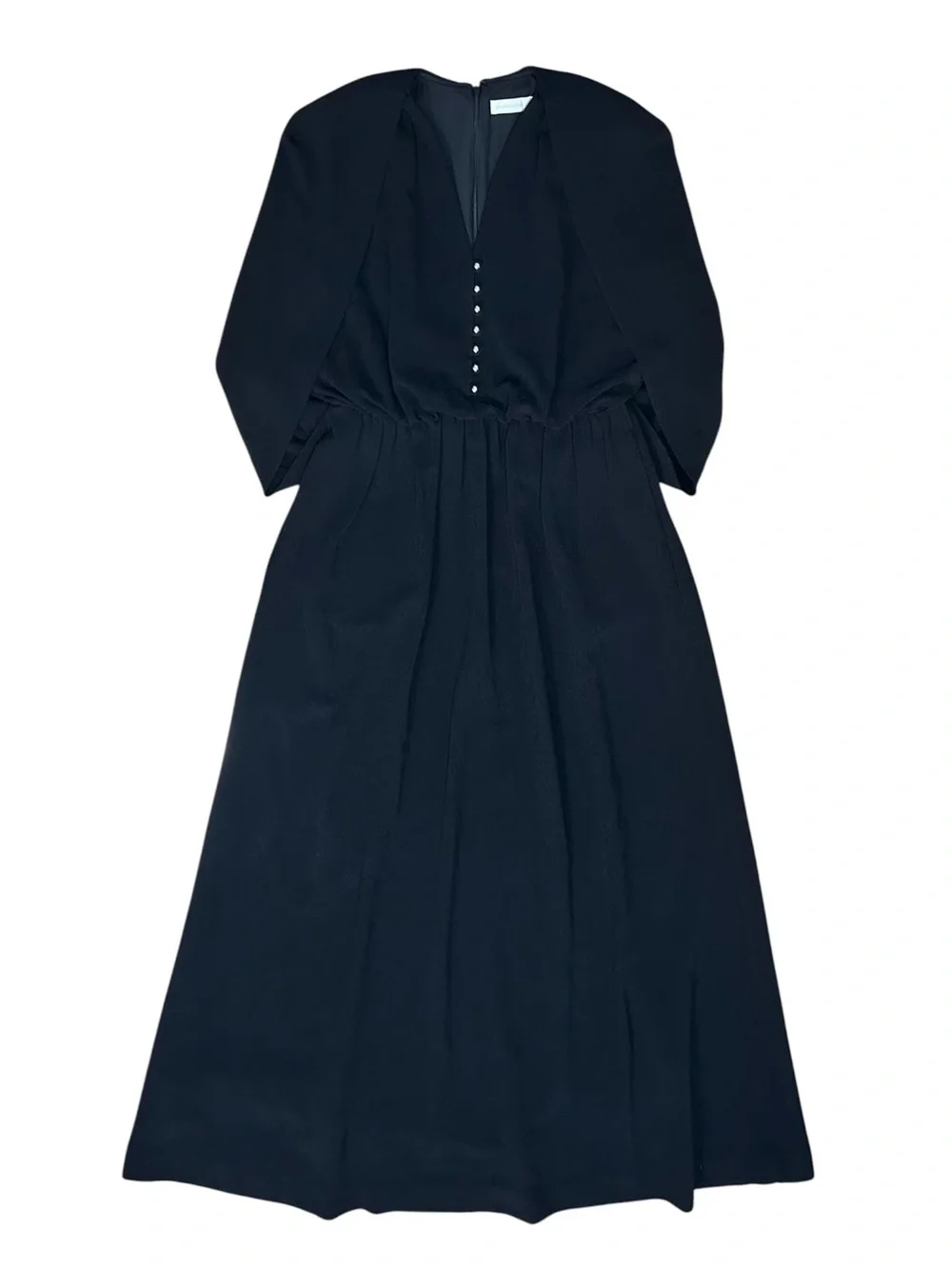 Jonathan Simkhai Sz 8 Dress Maxi Midi Black Jodie V-neck Cape Luxury Designer。 - Picture 3 of 10